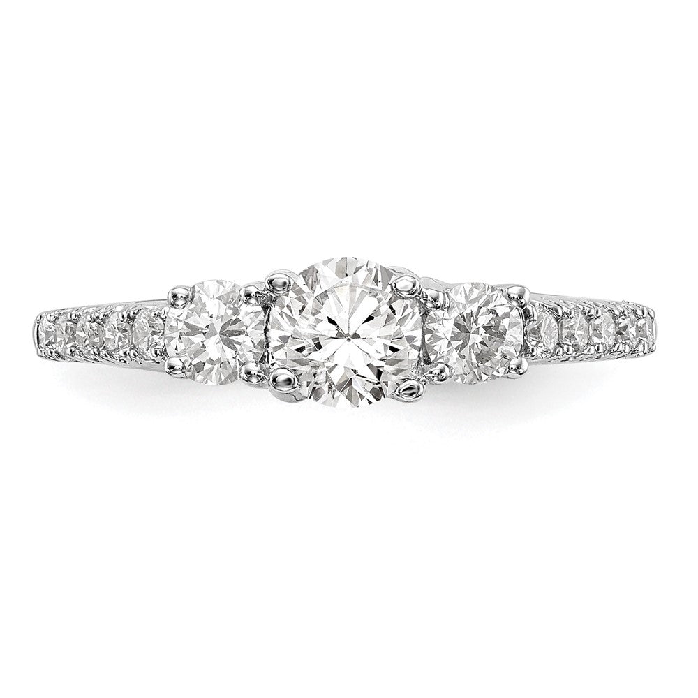 14K Weißgold Verlobungsring mit 3 simulierten Diamanten