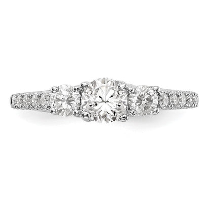 14K Weißgold Verlobungsring mit 3 simulierten Diamanten