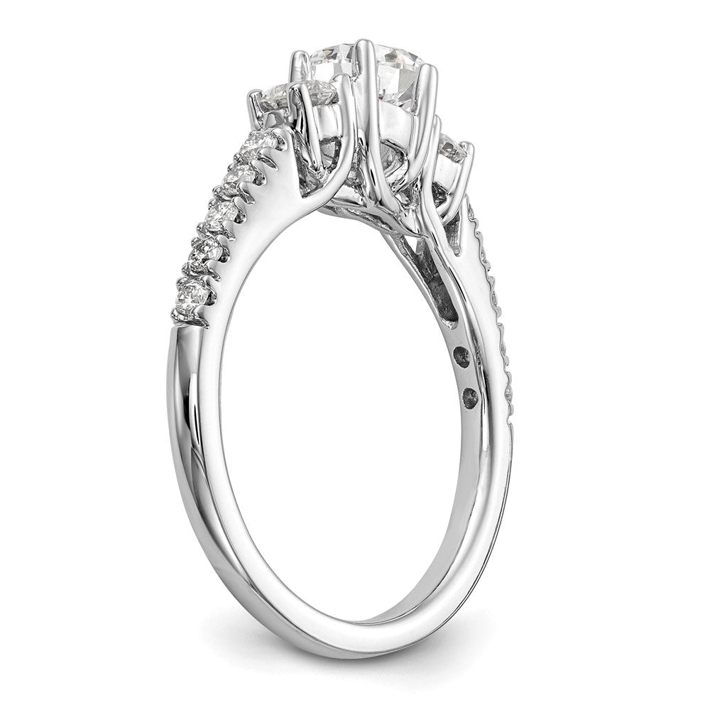 14K Weißgold Verlobungsring mit 3 simulierten Diamanten
