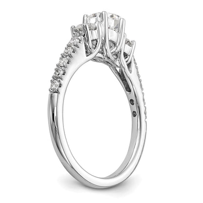 14K Weißgold Verlobungsring mit 3 simulierten Diamanten