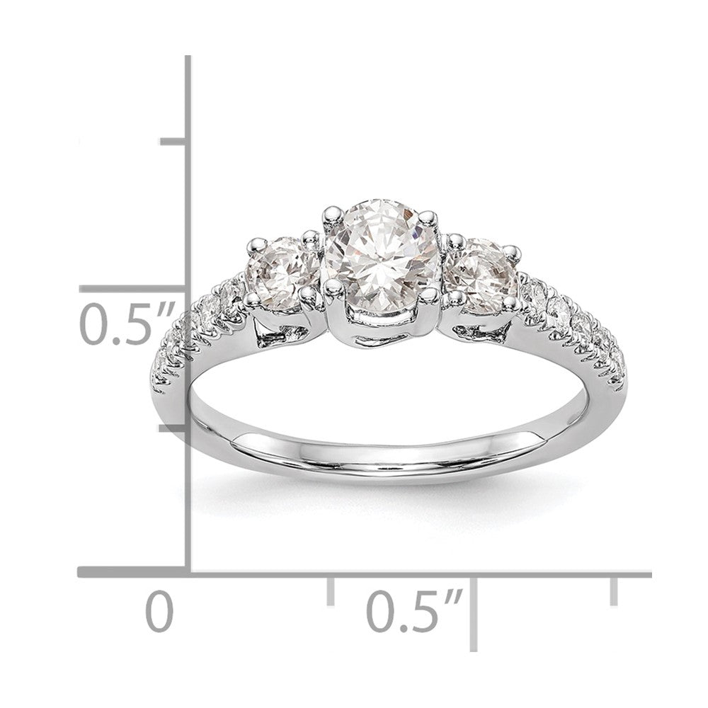 14K Weißgold Verlobungsring mit 3 simulierten Diamanten