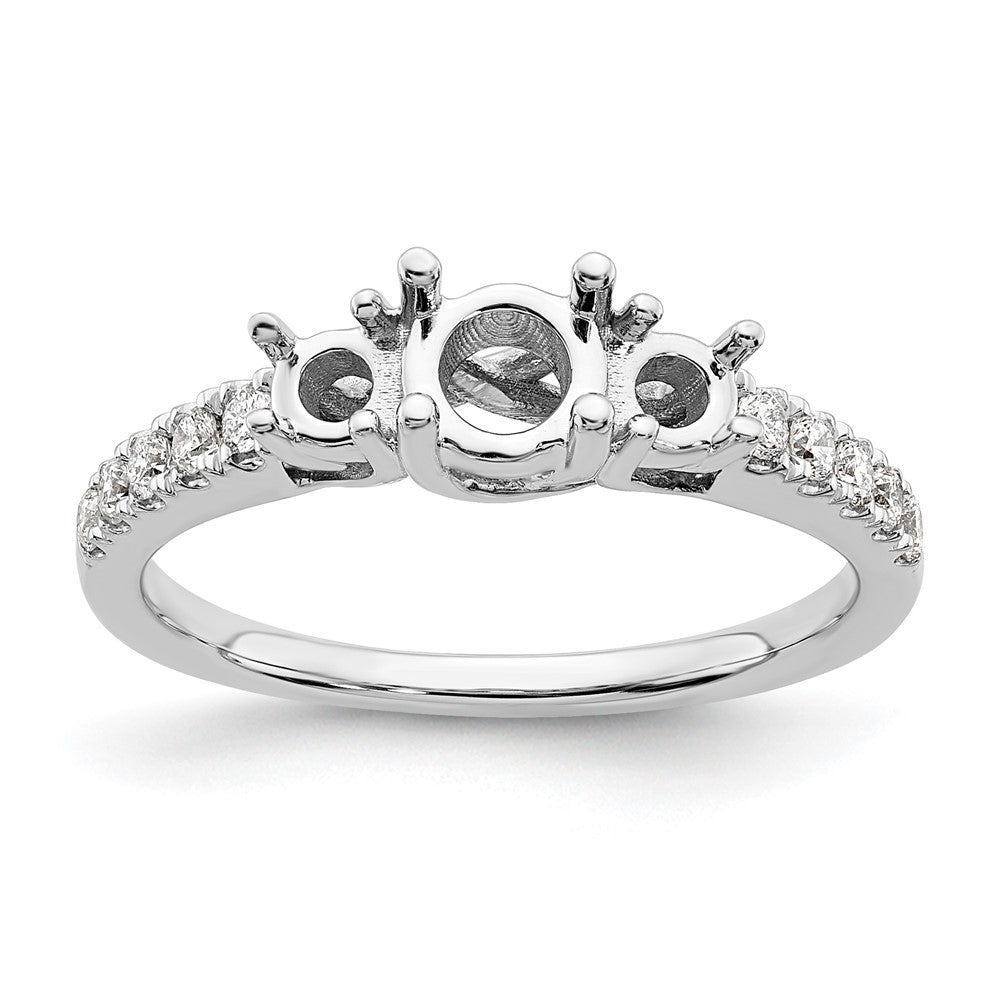 14K Weißgold Verlobungsring mit 3 simulierten Diamanten