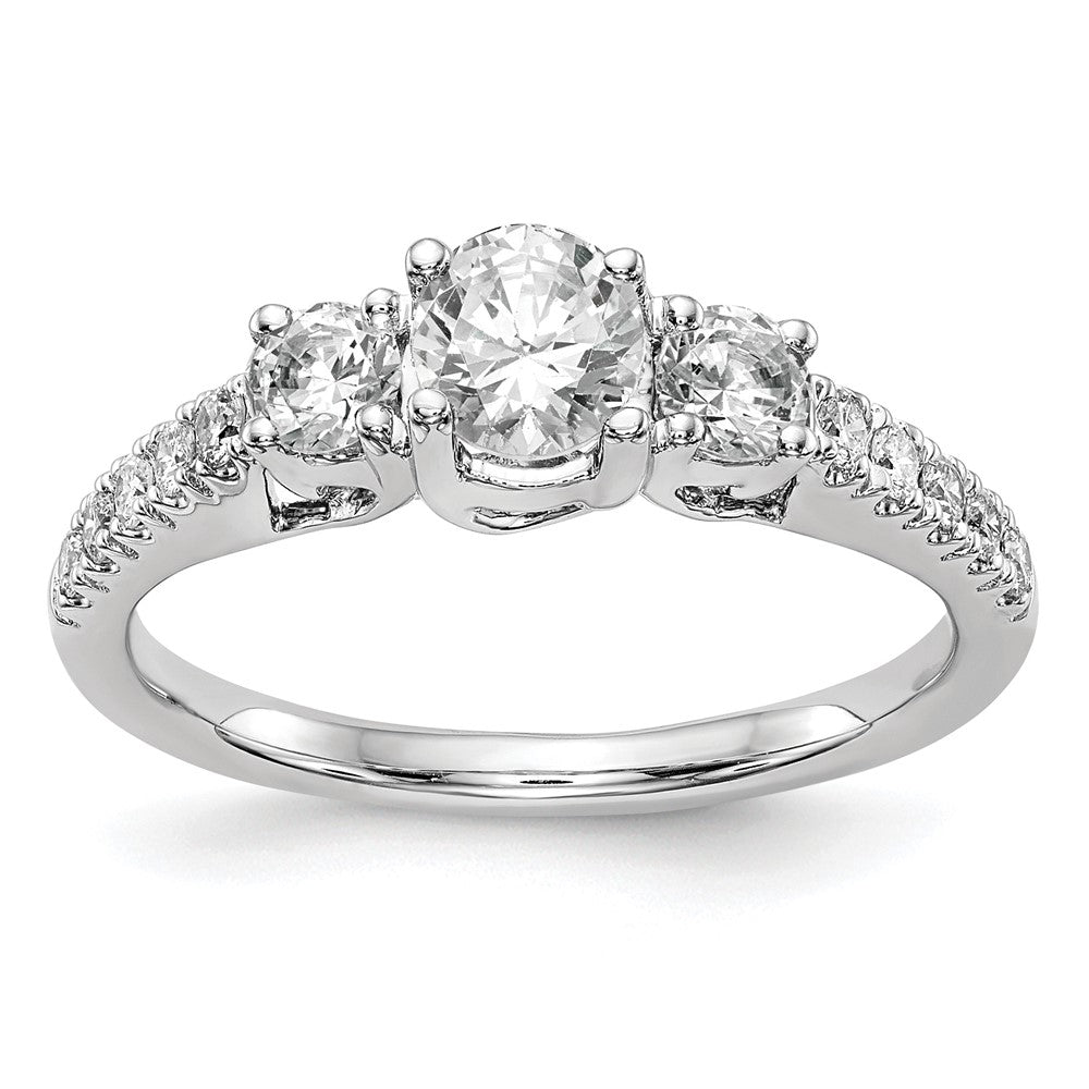 14K Weißgold Verlobungsring mit 3 simulierten Diamanten