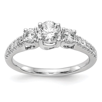 14K Weißgold Verlobungsring mit 3 simulierten Diamanten