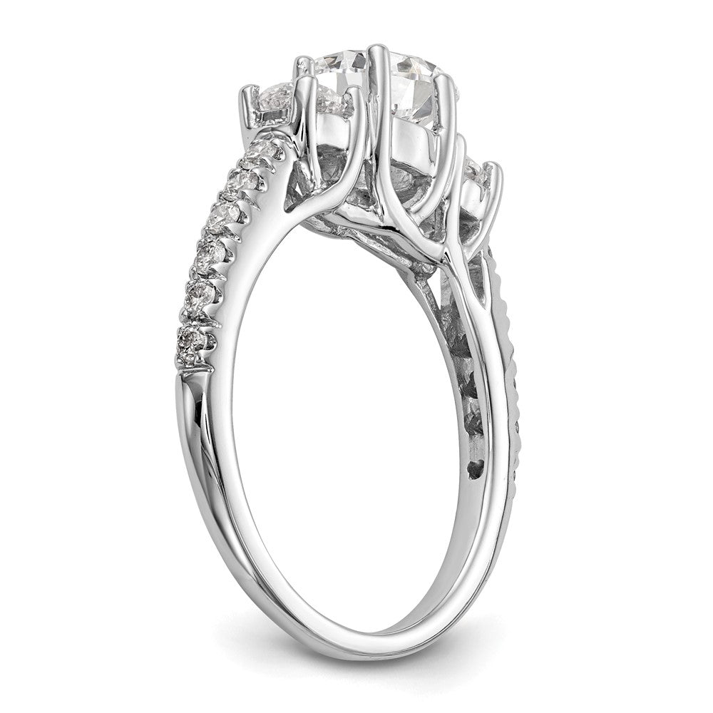 Verlobungsring aus 14K Weißgold mit 3 simulierten Diamanten
