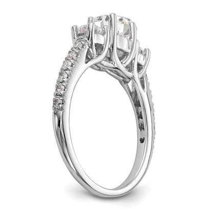 Verlobungsring aus 14K Weißgold mit 3 simulierten Diamanten