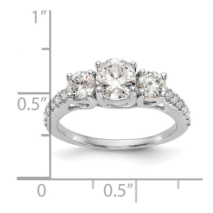 Verlobungsring aus 14K Weißgold mit 3 simulierten Diamanten