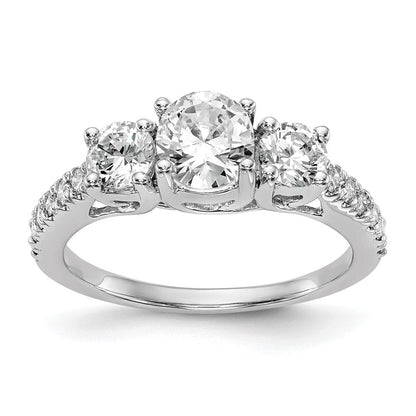 Verlobungsring aus 14K Weißgold mit 3 simulierten Diamanten