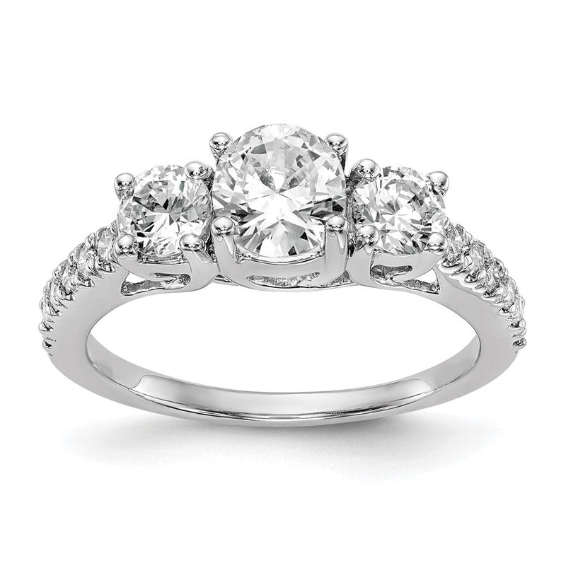 Verlobungsring aus 14K Weißgold mit 3 simulierten Diamanten