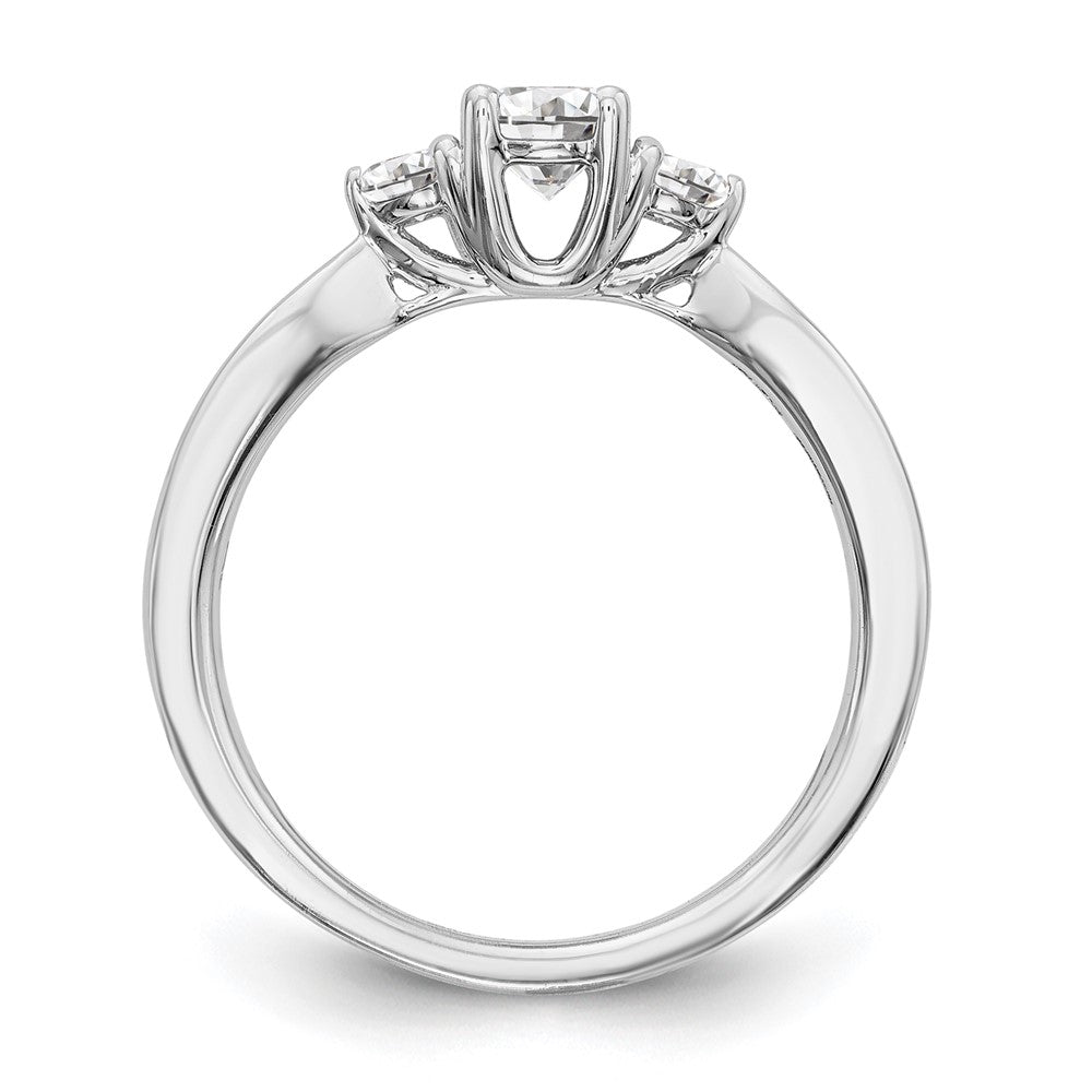 14K Weißgold Verlobungsring mit 0,625 ct. Labor gezüchteten Diamanten VS/SI+ G+, Drei-Steine-Fassung, komplett