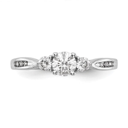 14K Weißgold Verlobungsring mit 0,625 ct. Labor gezüchteten Diamanten VS/SI+ G+, Drei-Steine-Fassung, komplett