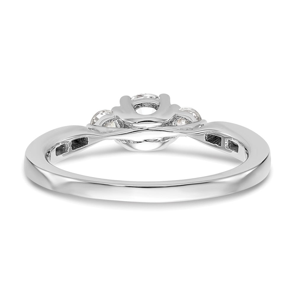 14K Weißgold Verlobungsring mit 0,625 ct. Labor gezüchteten Diamanten VS/SI+ G+, Drei-Steine-Fassung, komplett