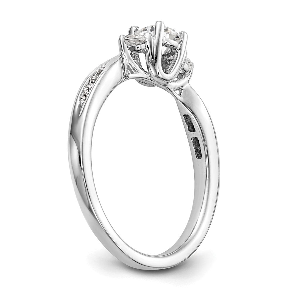 14K Weißgold Verlobungsring mit 0,625 ct. Labor gezüchteten Diamanten VS/SI+ G+, Drei-Steine-Fassung, komplett