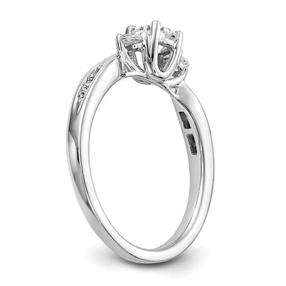 14K Weißgold Verlobungsring mit 0,625 ct. Labor gezüchteten Diamanten VS/SI+ G+, Drei-Steine-Fassung, komplett