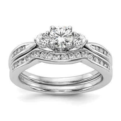 14K Weißgold Verlobungsring mit 0,625 ct. Labor gezüchteten Diamanten VS/SI+ G+, Drei-Steine-Fassung, komplett
