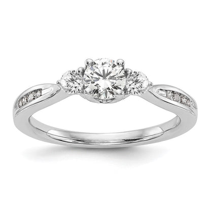 14K Weißgold Verlobungsring mit 0,625 ct. Labor gezüchteten Diamanten VS/SI+ G+, Drei-Steine-Fassung, komplett