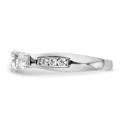 14K Weißgold Verlobungsring mit Diamant-Simulanten in Drei-Krappen-Fassung