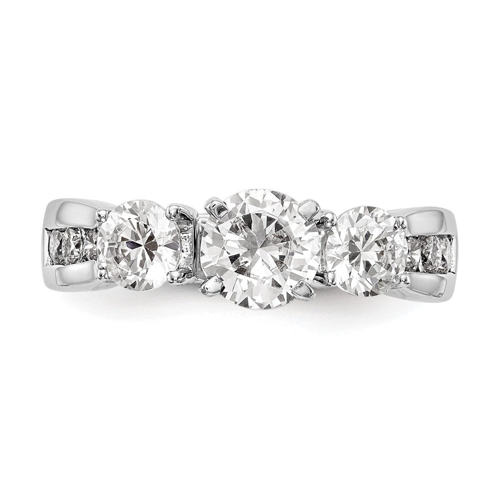 14K Weißgold Verlobungsring mit Diamant-Simulanten in Drei-Krappen-Fassung