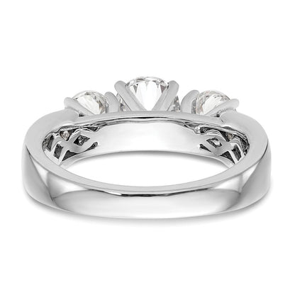 14K Weißgold Verlobungsring mit Diamant-Simulanten in Drei-Krappen-Fassung