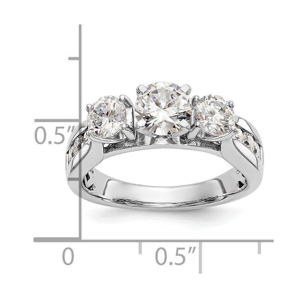 14K Weißgold Verlobungsring mit Diamant-Simulanten in Drei-Krappen-Fassung