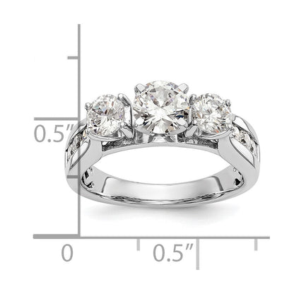 14K Weißgold Verlobungsring mit Diamant-Simulanten in Drei-Krappen-Fassung