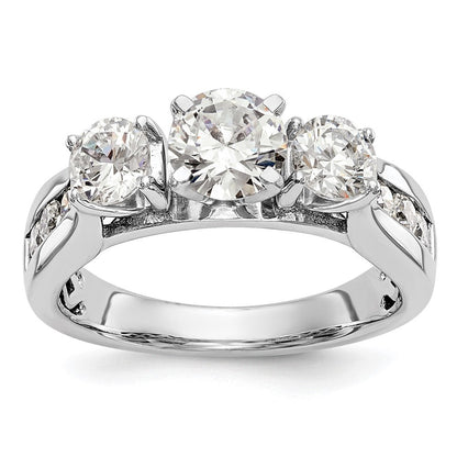 14K Weißgold Verlobungsring mit Diamant-Simulanten in Drei-Krappen-Fassung