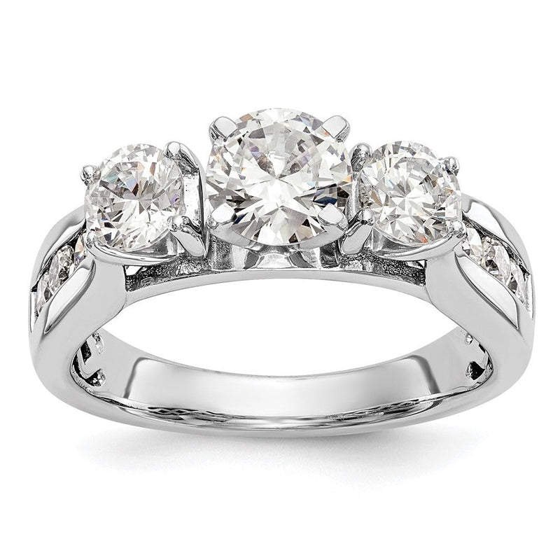 14K Weißgold Verlobungsring mit Vier-Krappen gefasstem Diamant-Simulant