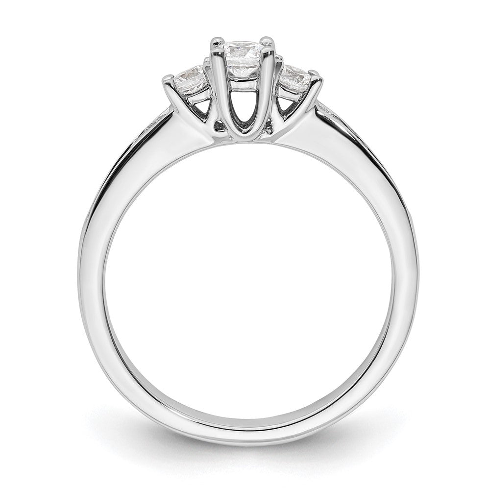585 Weißgold Verlobungsring mit 3 simulierten Diamanten