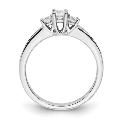585 Weißgold Verlobungsring mit 3 simulierten Diamanten
