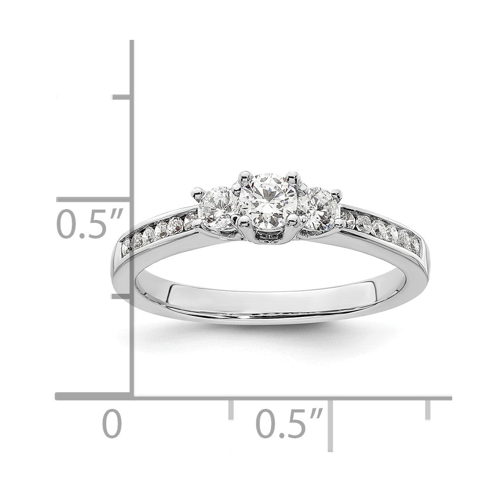 585 Weißgold Verlobungsring mit 3 simulierten Diamanten