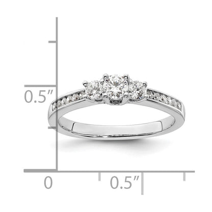585 Weißgold Verlobungsring mit 3 simulierten Diamanten