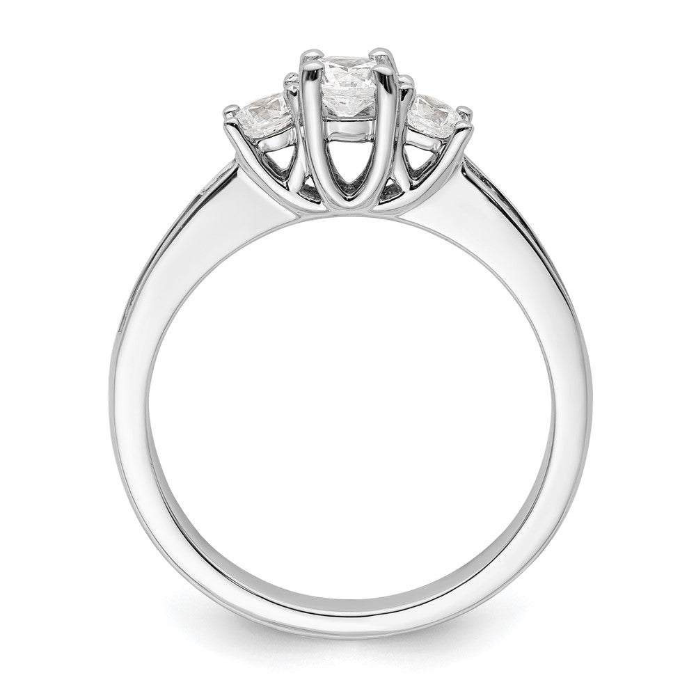 Verlobungsring aus 14K Weißgold mit drei simulierten Diamanten im Dreistein-Design