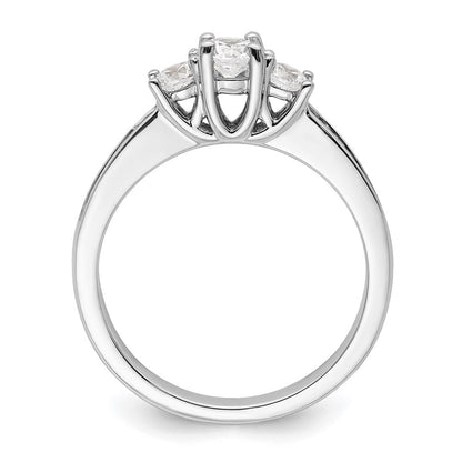 Verlobungsring aus 14K Weißgold mit drei simulierten Diamanten im Dreistein-Design