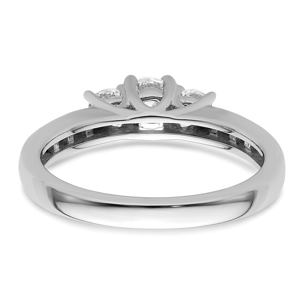 Verlobungsring aus 14K Weißgold mit drei simulierten Diamanten im Dreistein-Design