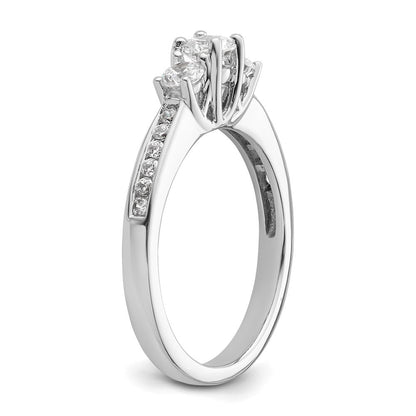 Verlobungsring aus 14K Weißgold mit drei simulierten Diamanten im Dreistein-Design