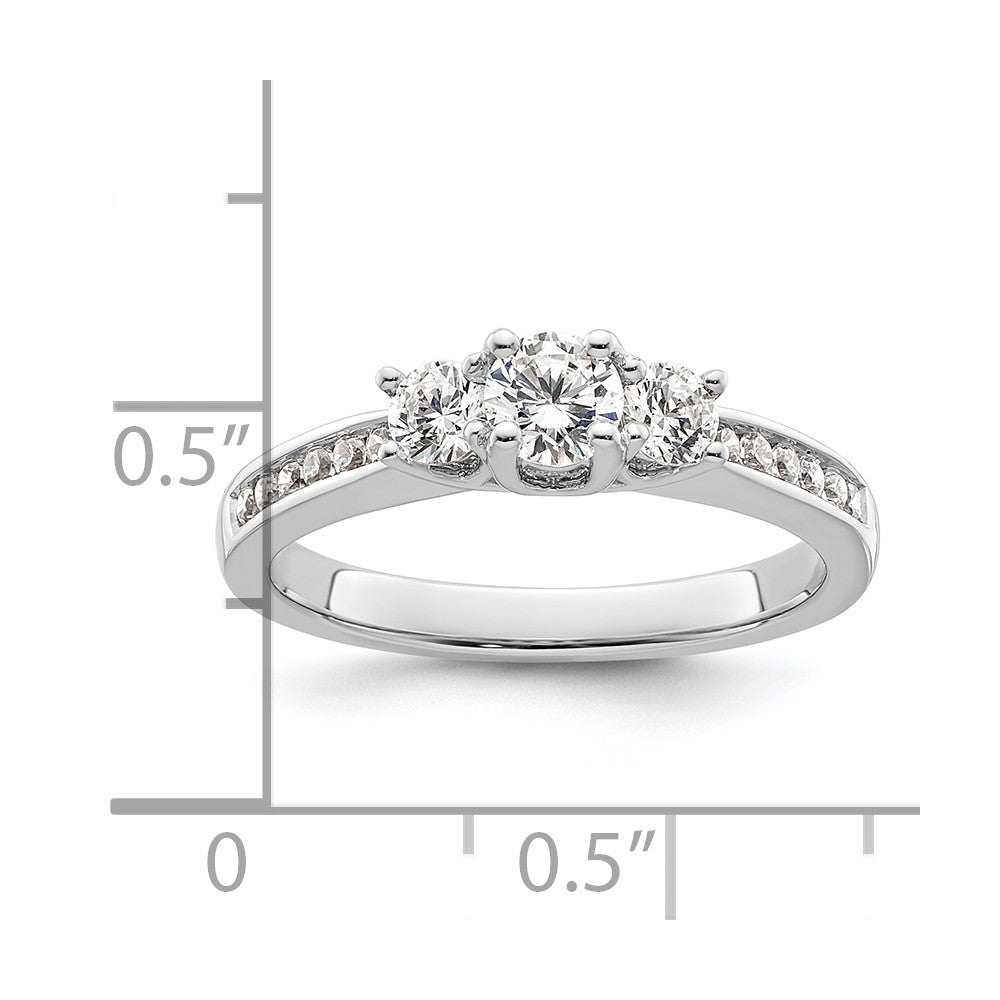 Verlobungsring aus 14K Weißgold mit drei simulierten Diamanten im Dreistein-Design