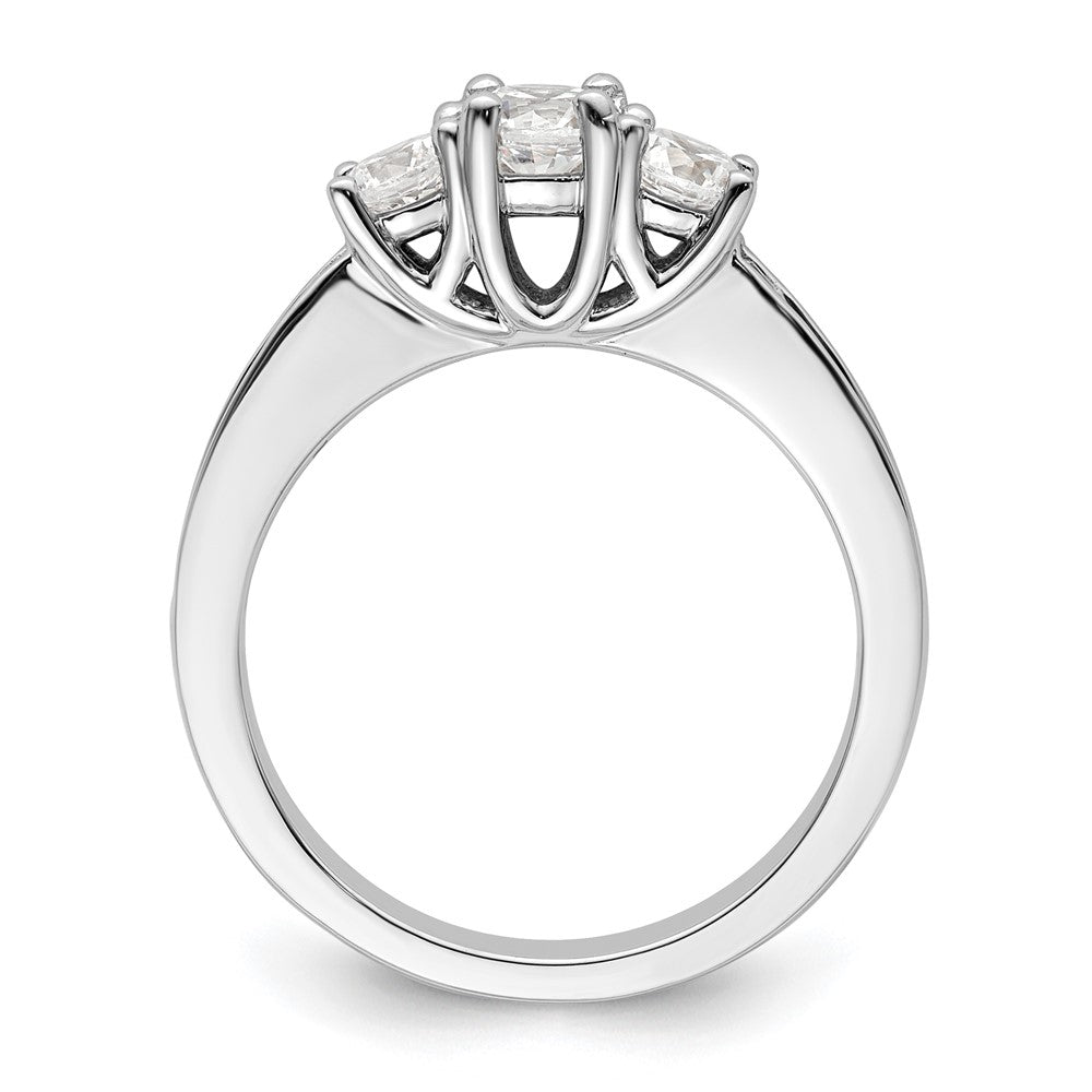 Dreistein-Verlobungsring aus 14K Weißgold mit simulierten Diamanten
