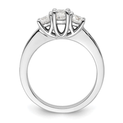 Dreistein-Verlobungsring aus 14K Weißgold mit simulierten Diamanten