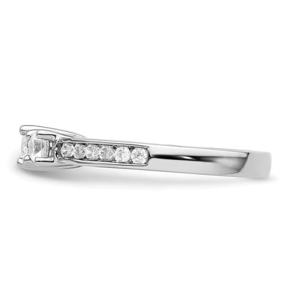 Dreistein-Verlobungsring aus 14K Weißgold mit simulierten Diamanten