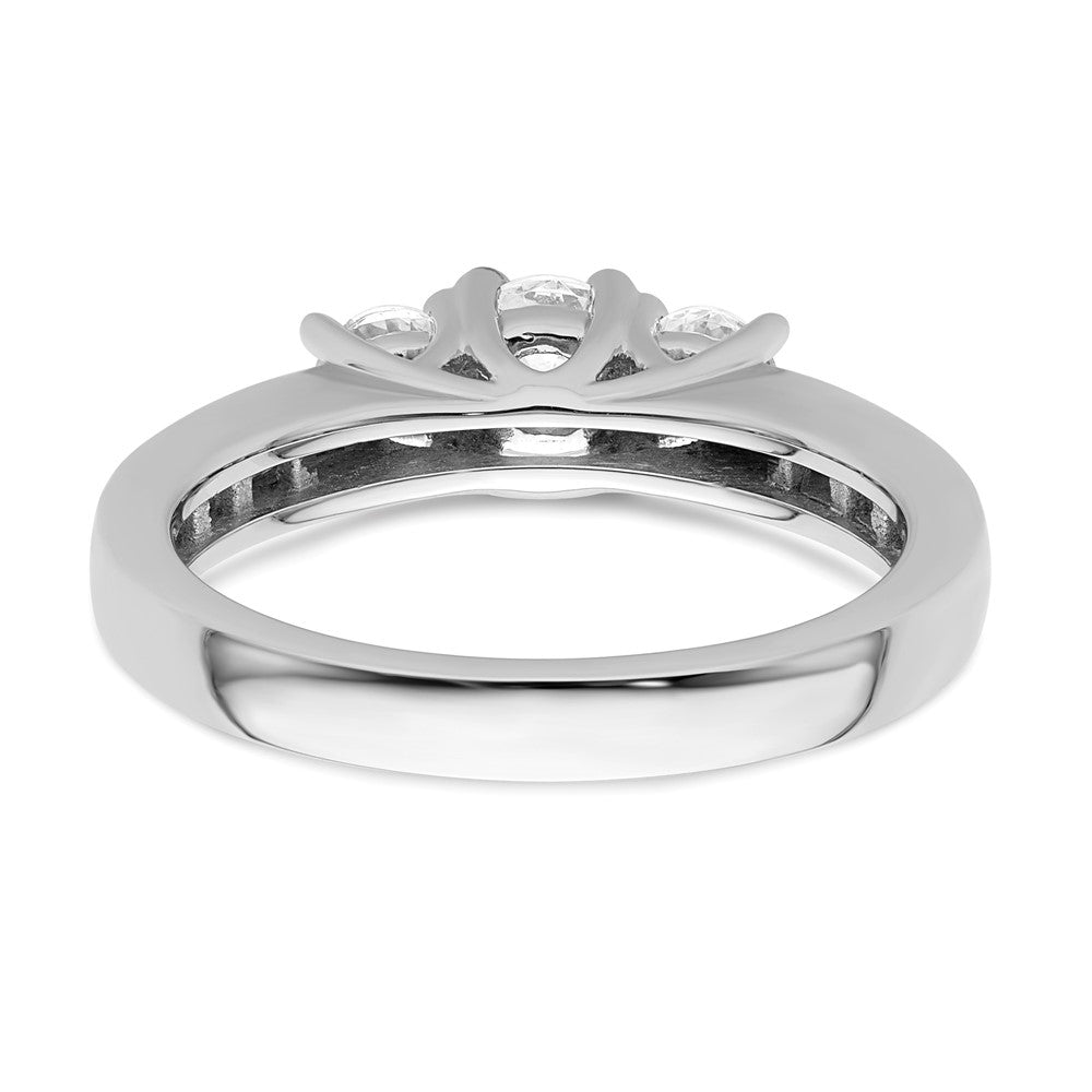 Dreistein-Verlobungsring aus 14K Weißgold mit simulierten Diamanten