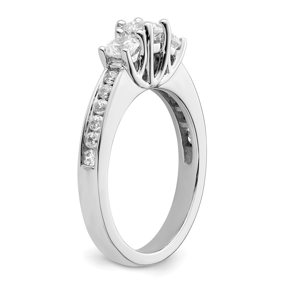 Dreistein-Verlobungsring aus 14K Weißgold mit simulierten Diamanten