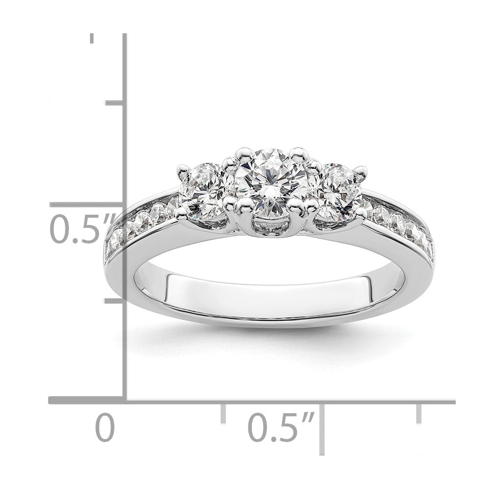 Dreistein-Verlobungsring aus 14K Weißgold mit simulierten Diamanten