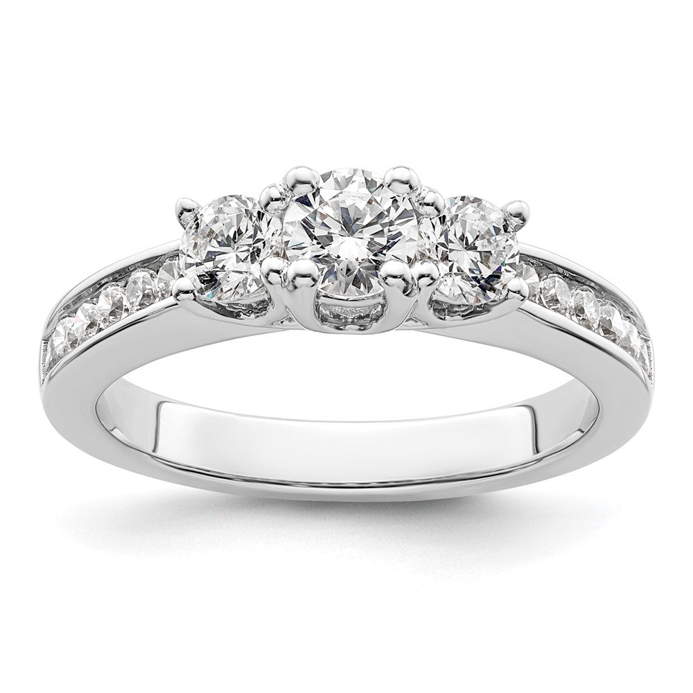 Dreistein-Verlobungsring aus 14K Weißgold mit simulierten Diamanten