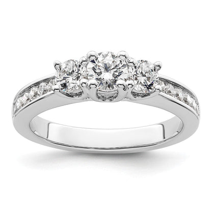 Dreistein-Verlobungsring aus 14K Weißgold mit simulierten Diamanten