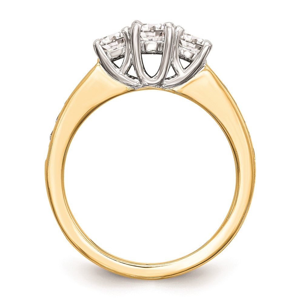 14K Bicolor Verlobungsring mit 3 simulierten Diamanten