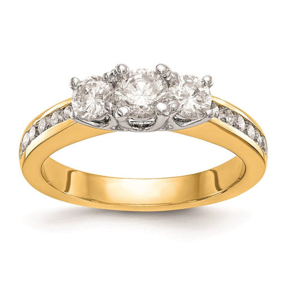 14K Bicolor Verlobungsring mit 3 simulierten Diamanten