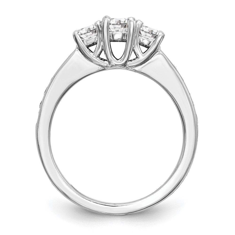 14K Weißgold Verlobungsring mit 3 simulierten Diamanten