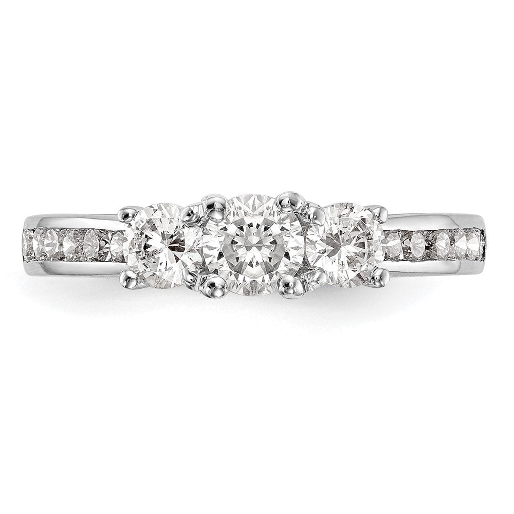 14K Weißgold Verlobungsring mit 0,625 ct. im Labor gezüchteten Diamanten VS/SI+ G+, Drei-Stein