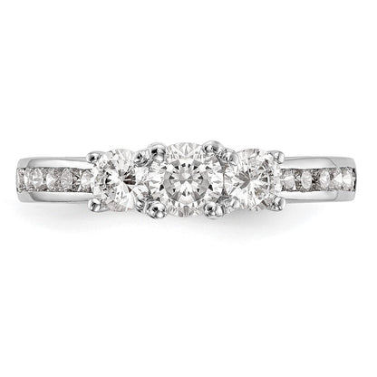 14K Weißgold Verlobungsring mit 3 simulierten Diamanten