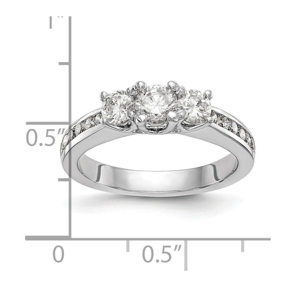 14K Weißgold Verlobungsring mit 0,625 ct. im Labor gezüchteten Diamanten VS/SI+ G+, Drei-Stein